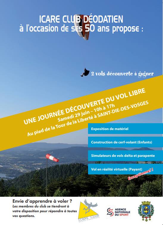 affiche du club déodatien Icare à l'occasion de ses 50 ans