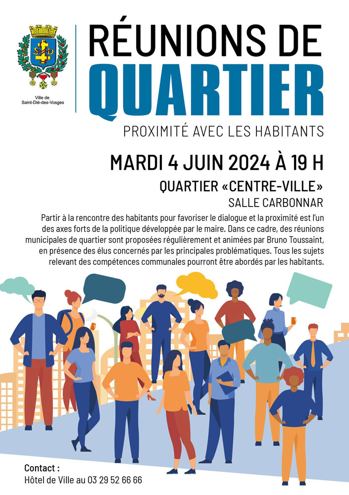 Affiche réunions de quartier, proximité avec les habitants