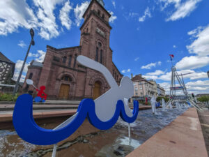 Photo des décorations de la ville sur le thème des jeux olympiques 2024