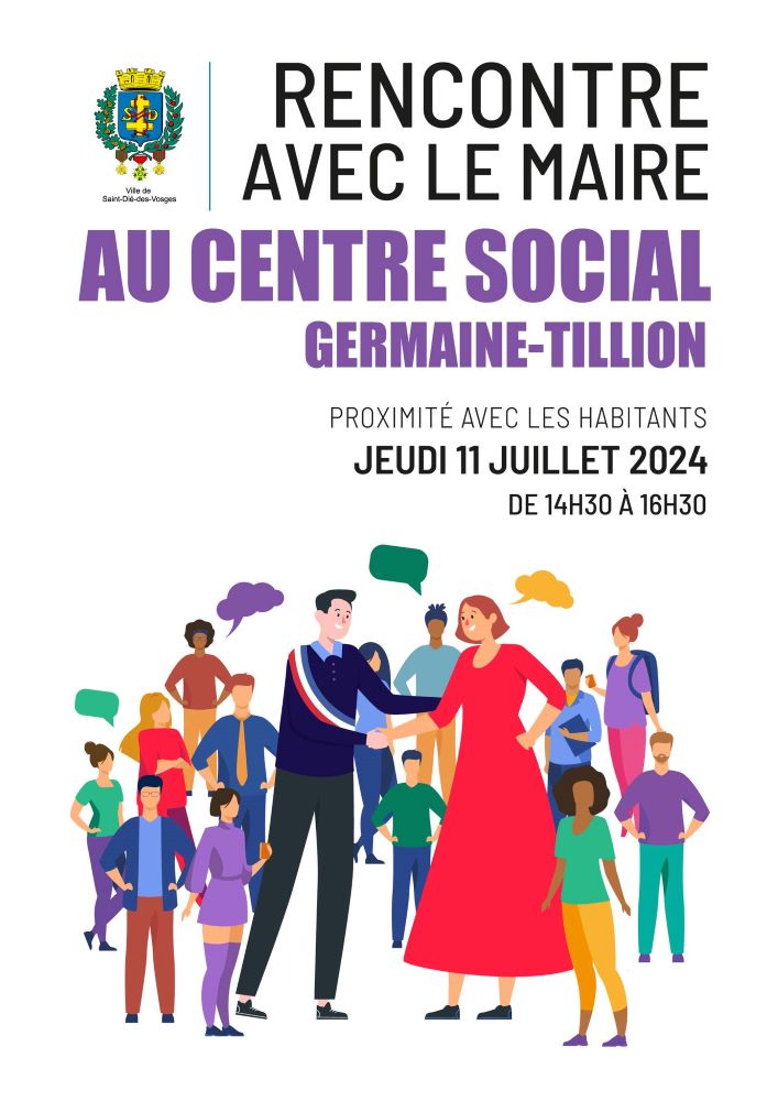 Affiche rencontre avec le maire au centre social germaine tillion