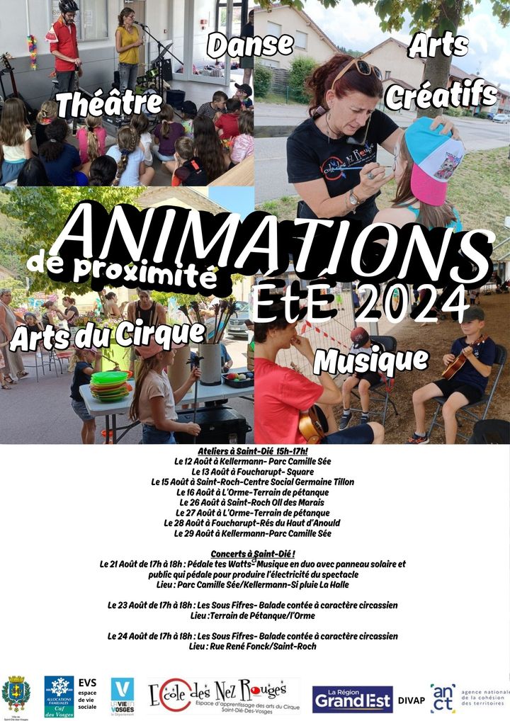 animation-de-proximite-ecole-des-nez-rouges affiche des animations de proximité de l'été 2024 de l'école des nez rouges