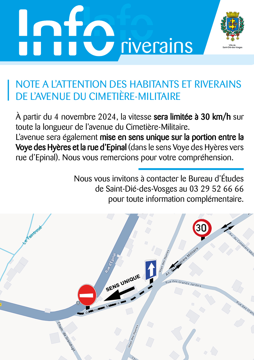 info riverains avenue du cimetière militaire