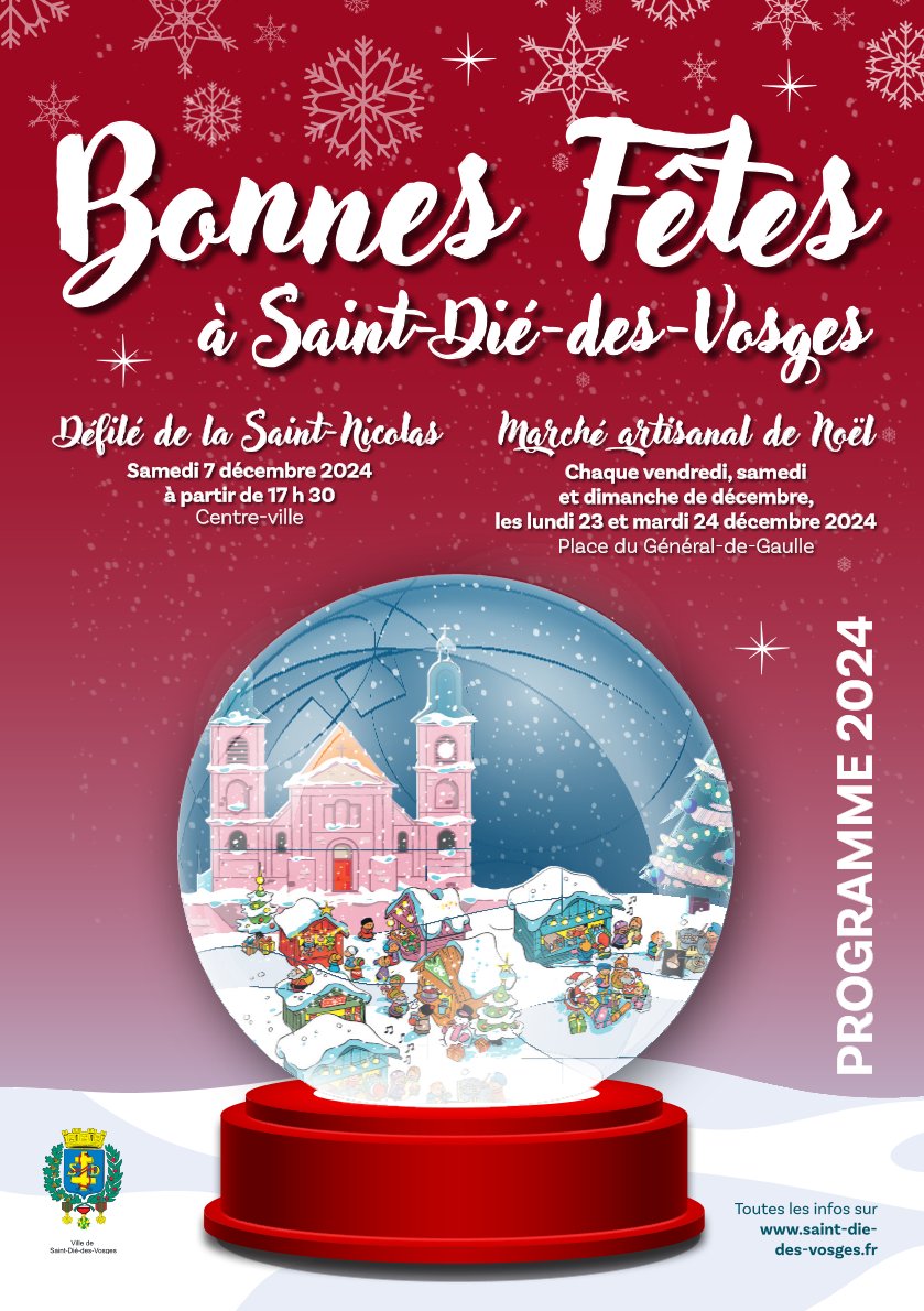 affiche du programme des fetes de fin d'année à saint dié des vosges 2024