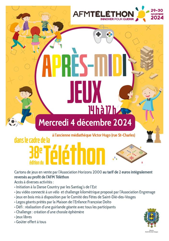 un-apres-midi-sous-le-signe-des-jeux Affiche de l'après-midi jeux dans le cadre du téléton 2024