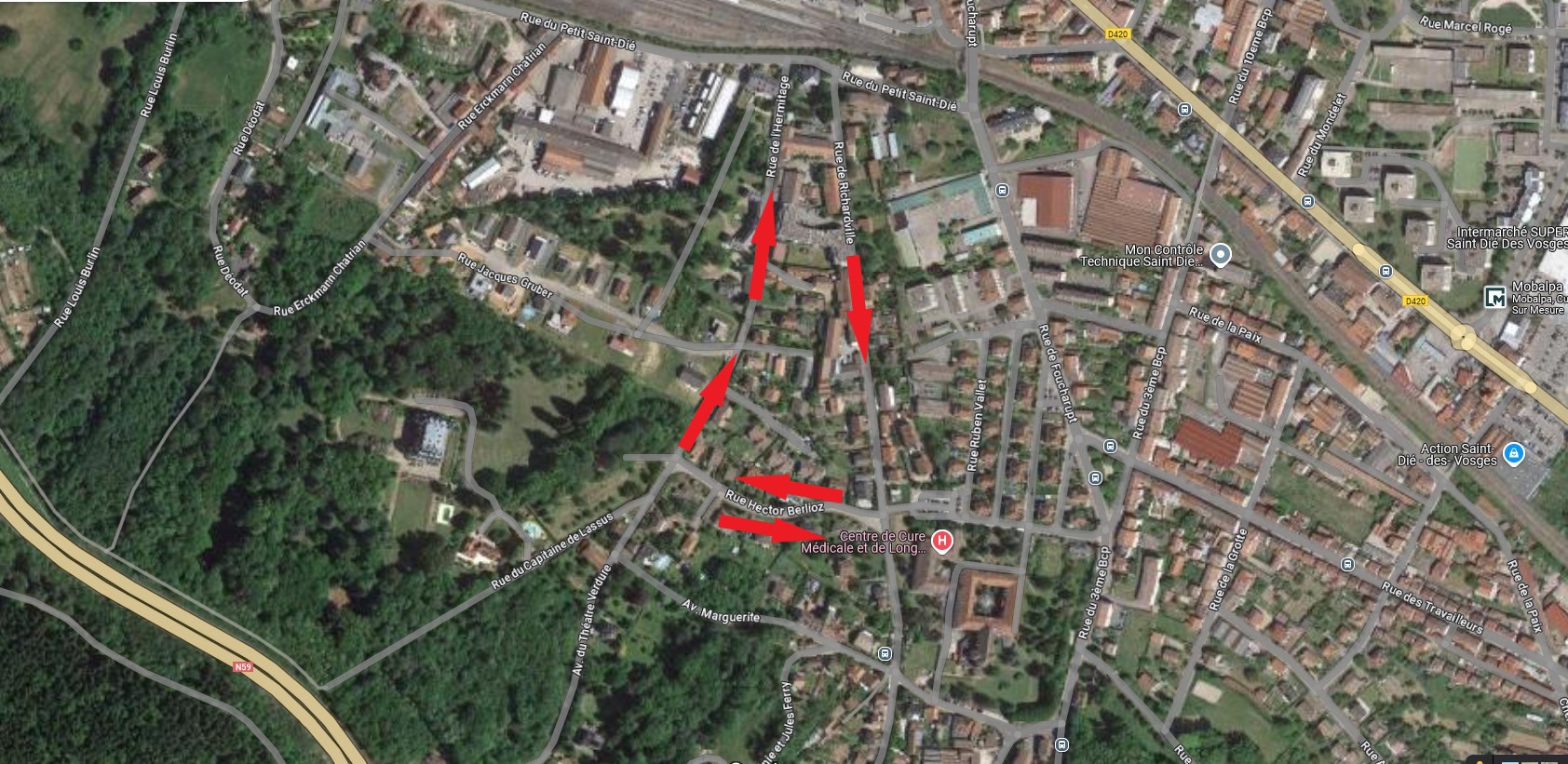 Photo du sens des rues de l'hermitage et de richardville