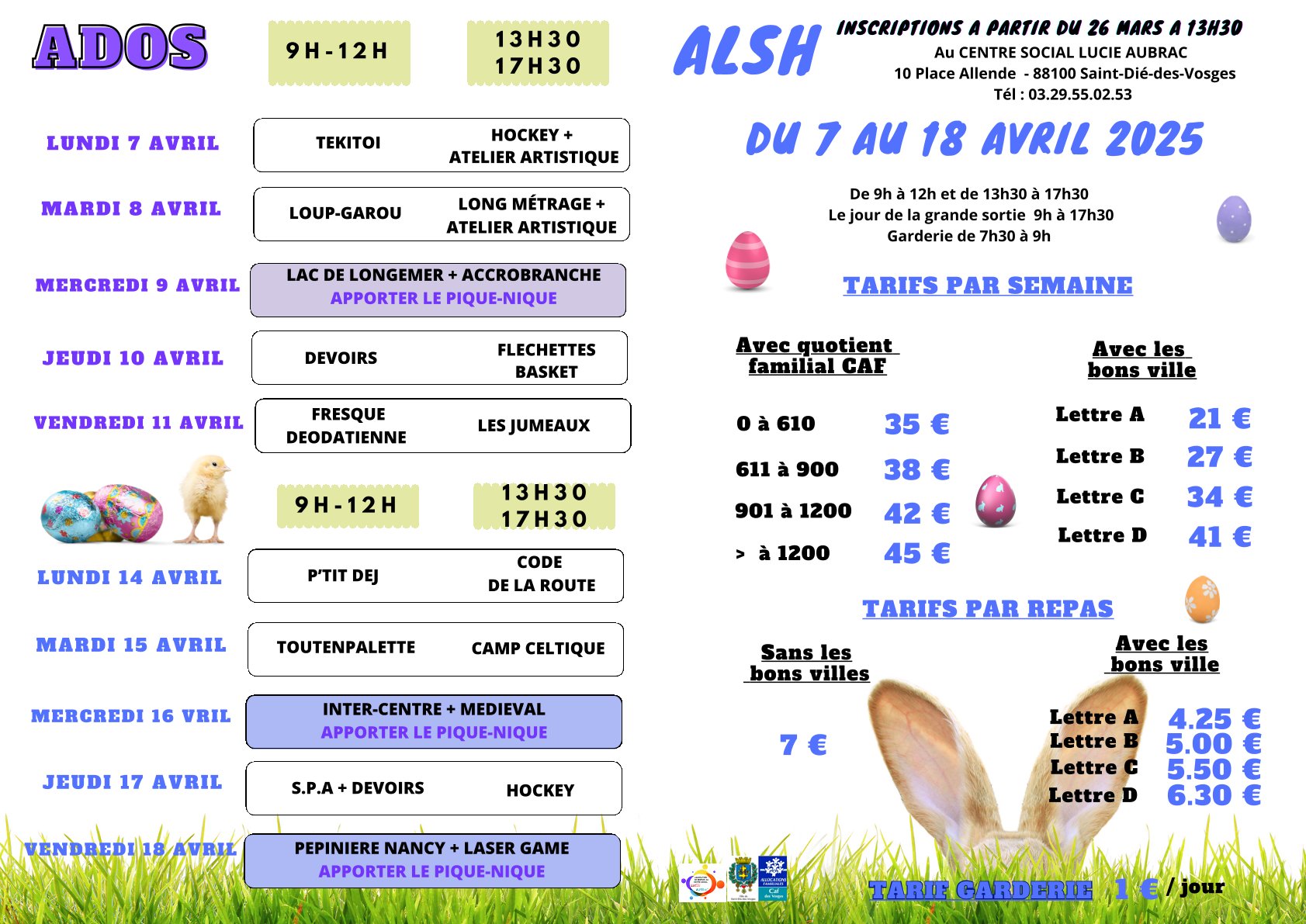 programme alsh du 7 au 18 avril 2025