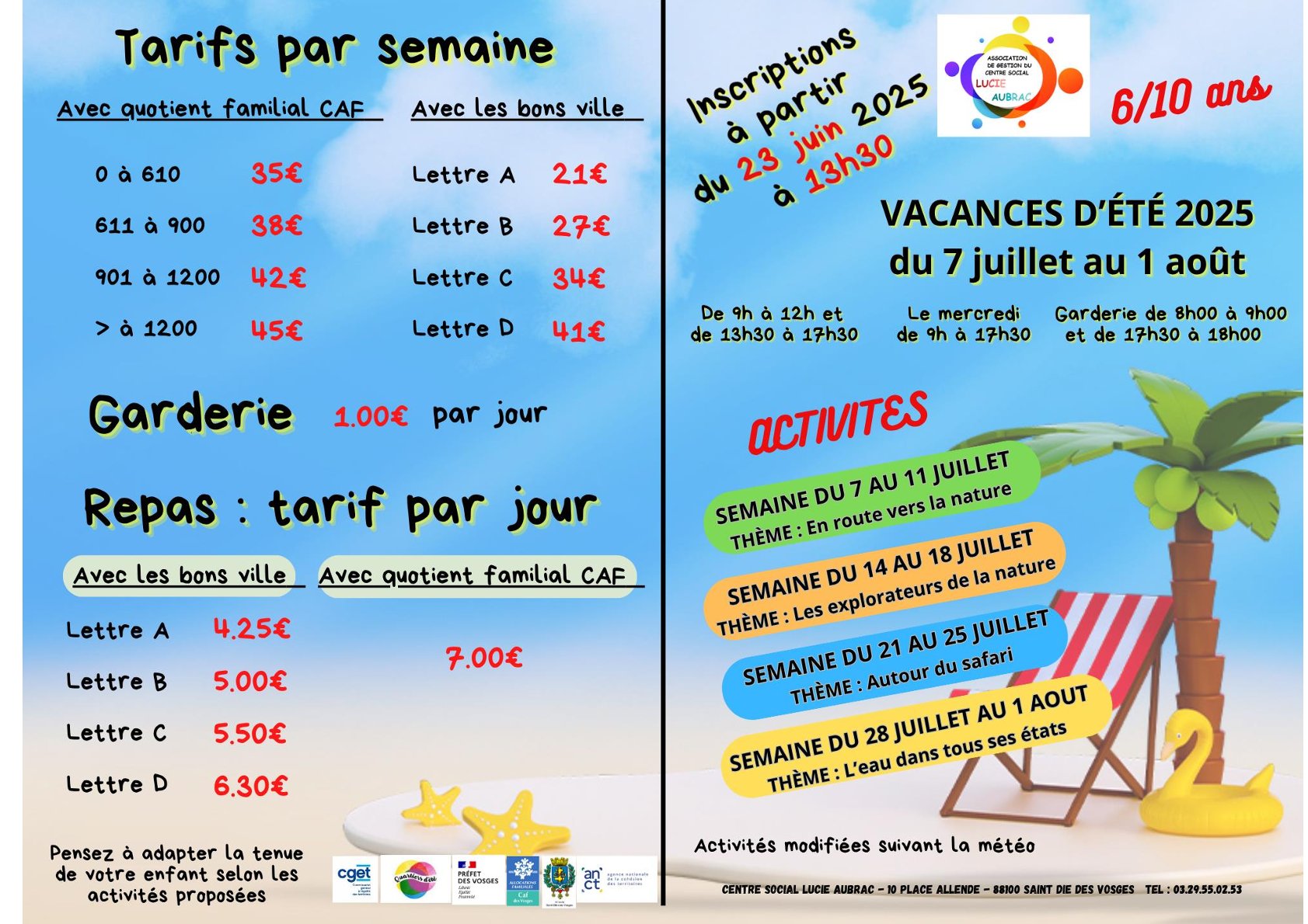 programme accueil de loisirs 3 - 6 ans centre social germaine tillion avril 2025