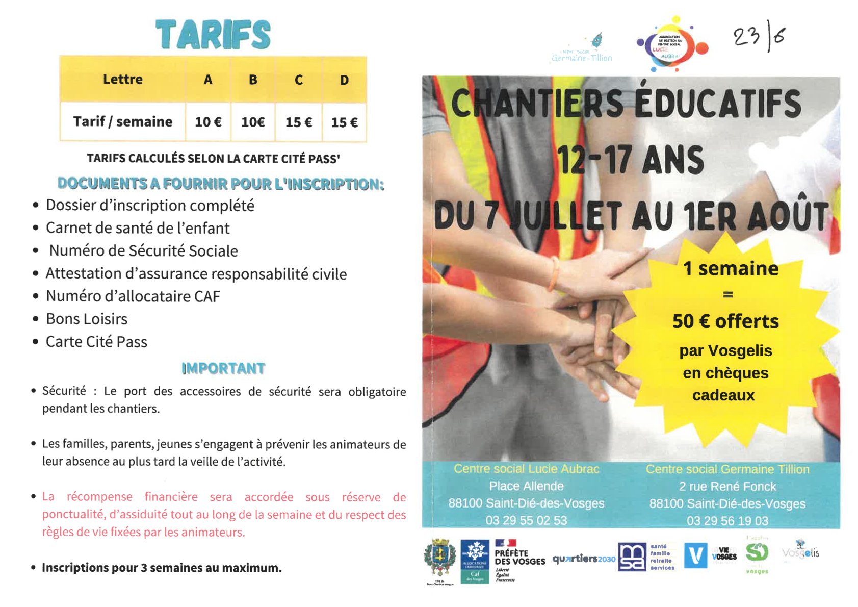 programme accueil de loisirs 6 - 11 ans centre social germaine tillion avril 2025
