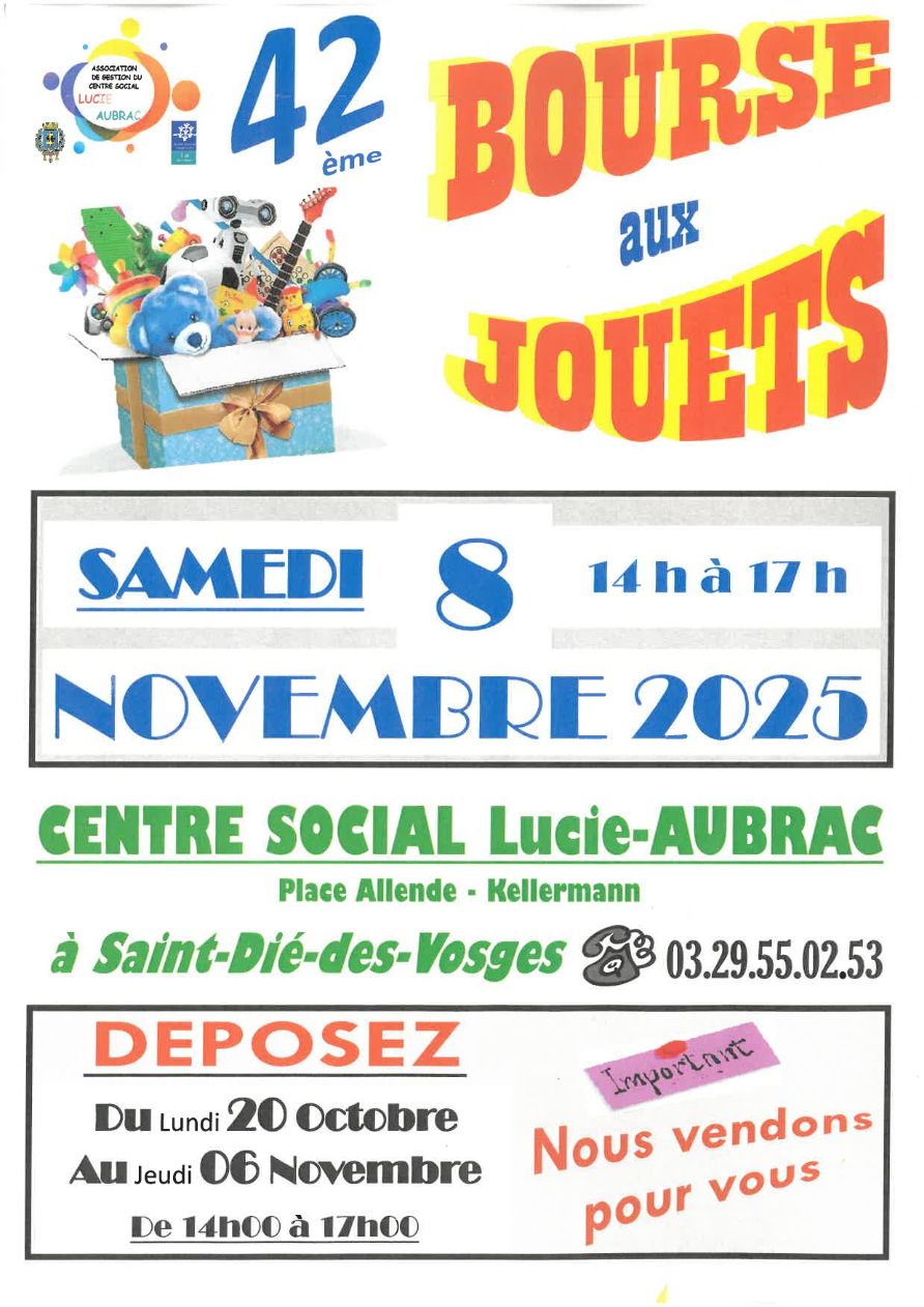 Dépôt de jouets pour la bourse aux jouets du centre social Lucie Aubrac
