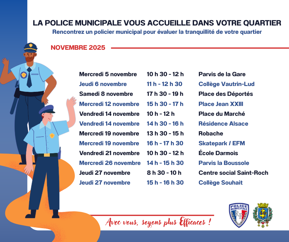 Permanence de proximité de la police municipal de novembre