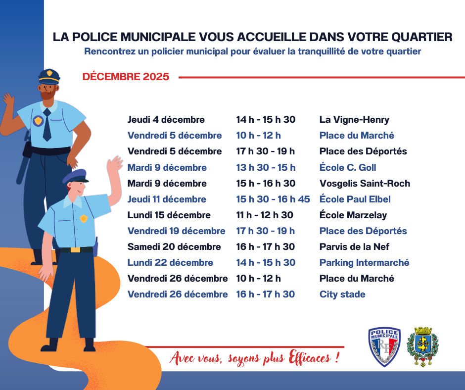 Permanence de proximité de la police municipal de décembre