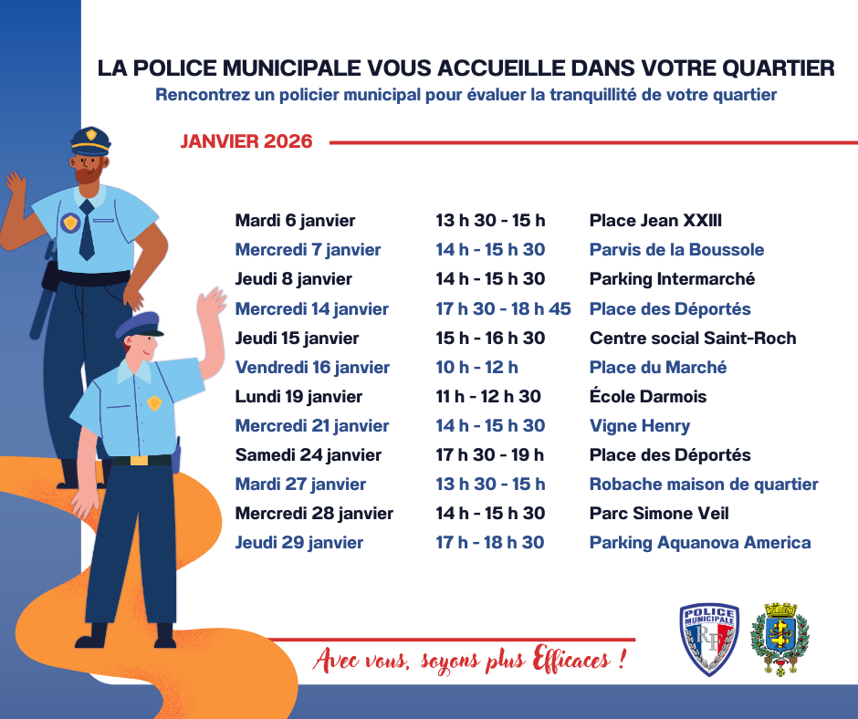 Permanence de proximité de la police municipal de janvier