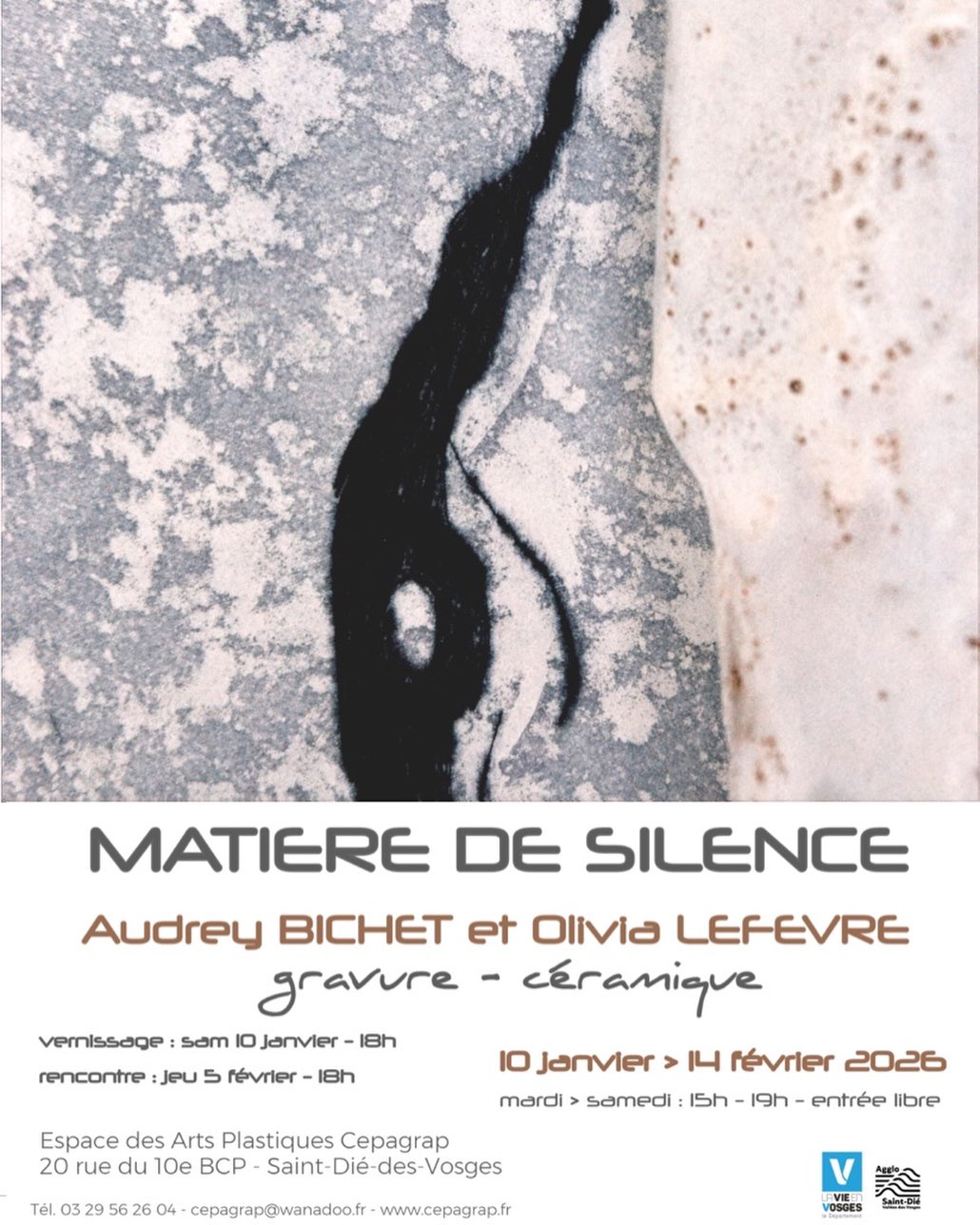 Matière de silence par Audrey Bichet (graveure) et Olivia Lefèvre (céramiste)