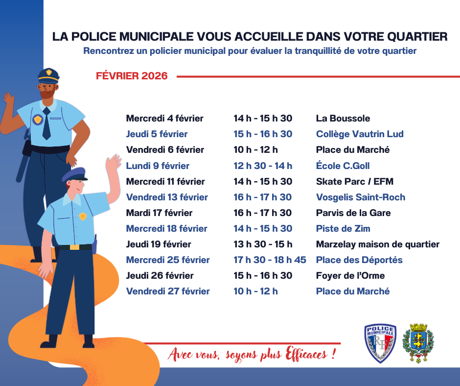 Permanence de proximité de la police municipal de février