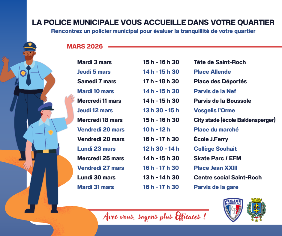 Permanence de la police municipale du mois de mars