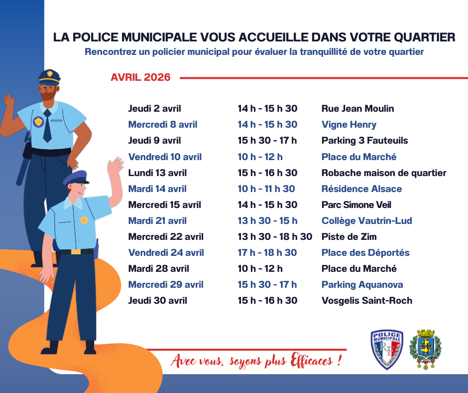 Permanence de proximité de la police municipal d'avril