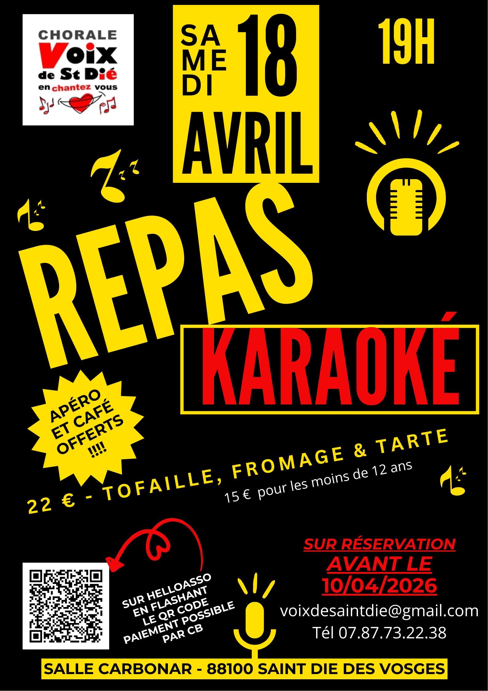 Repas karaoké proposé par la chorale Voix de Saint-Dié