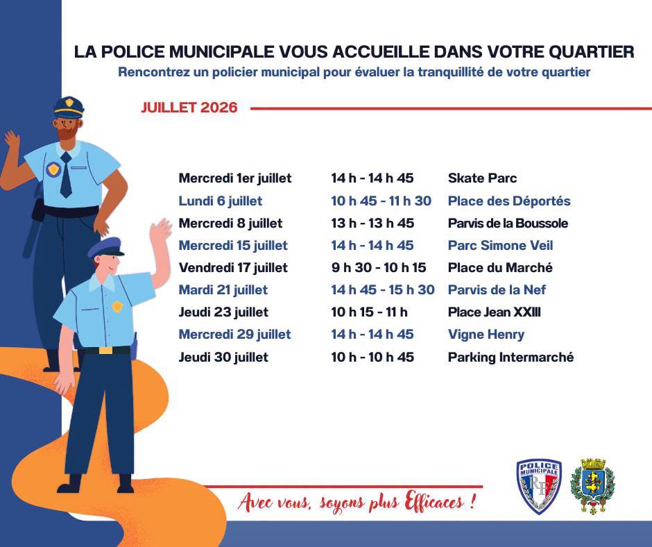 Permanence du poste mobile de proximité de la police municipale de juillet