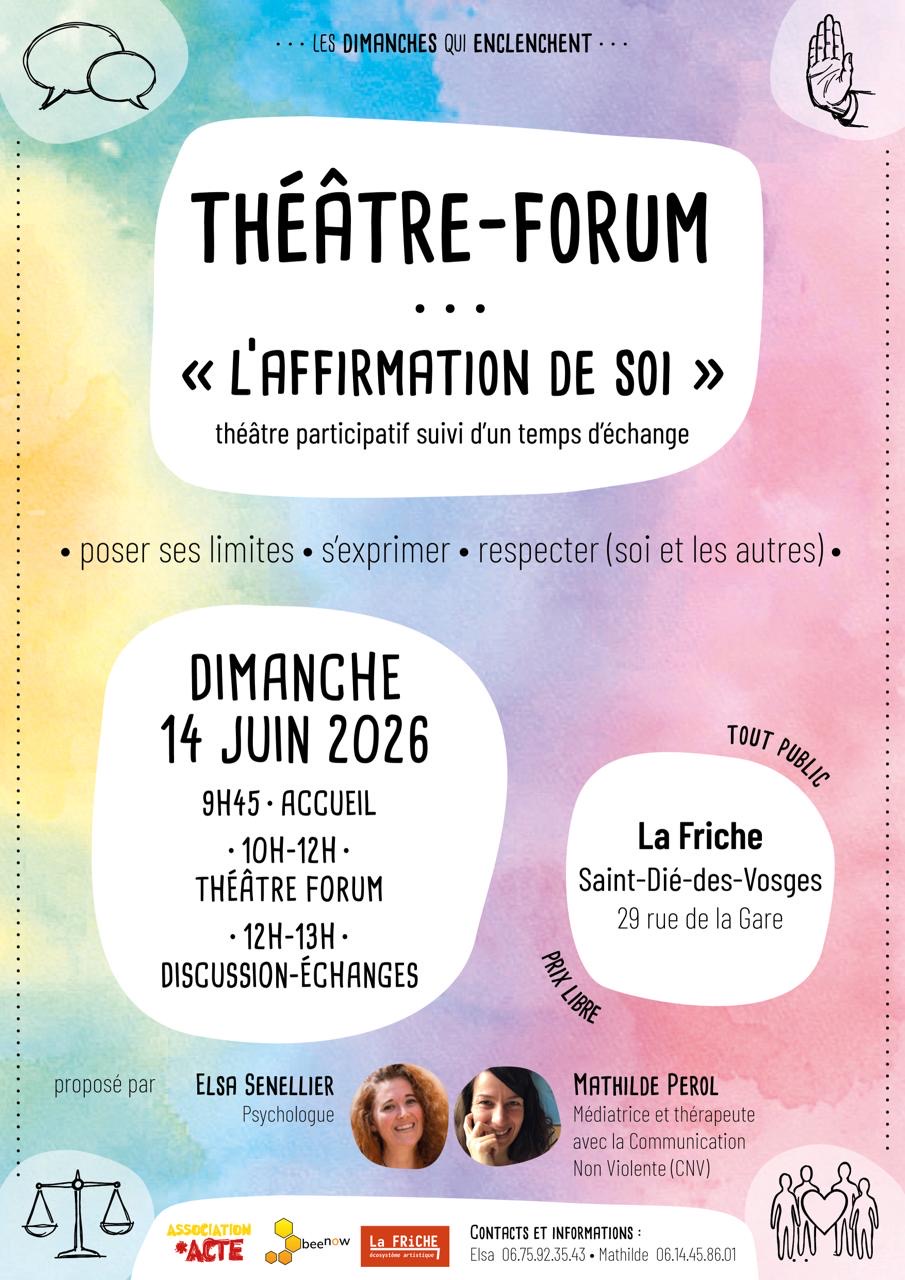 Théâtre forum « L’affirmation de soi », théâtre participatif suivi d’un temps d’échange.