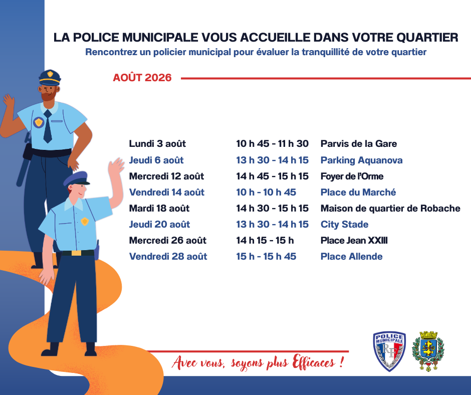 Permanence du poste mobile de proximité de la police municipale d'août