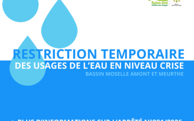 Arrêté n°281/2026 portant sur la restriction temporaire des usages de l’eau au niveau Crise sur le bassin Moselle amont et Meurthe dans le département Vosges