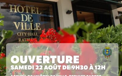 Ouverture de l&rsquo;accueil de l&rsquo;Hôtel de Ville samedi 22 août de 9 h 30 à 12 h.