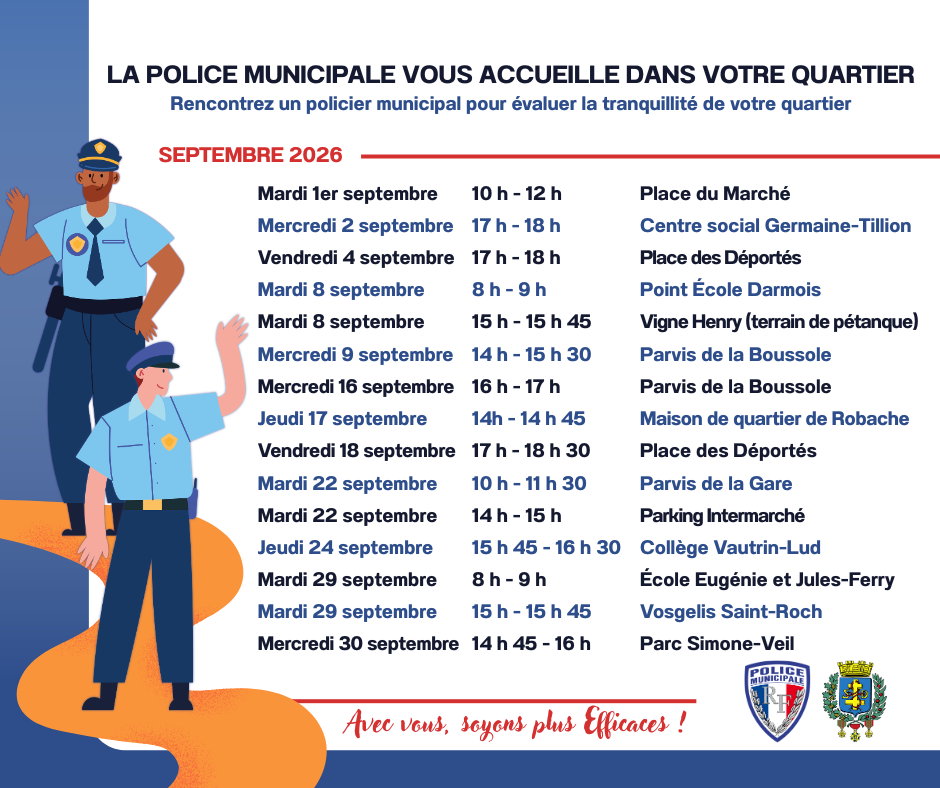 Permanence du poste mobile de proximité de la police municipale de septembre