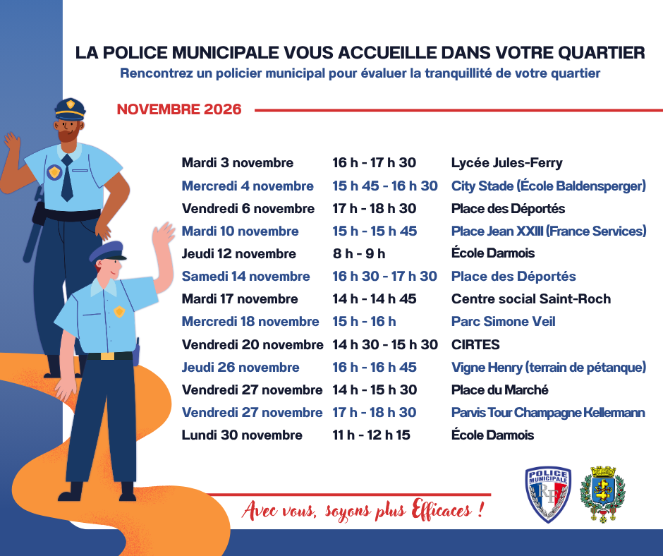Permanence du poste mobile de proximité de la police municipale du mois de novembre